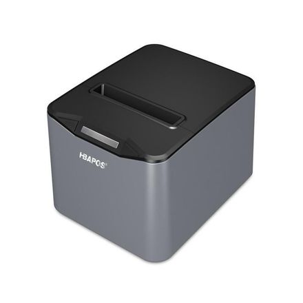 Gray and black receipt printer with 