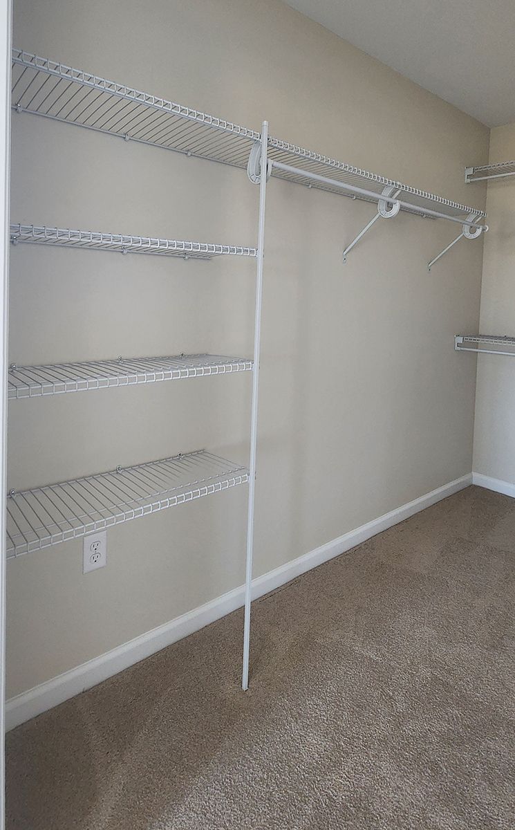 room with storage shelves