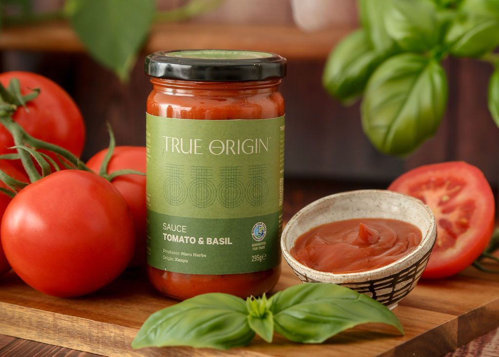 fair trade tomato and basil sauce from Kenya