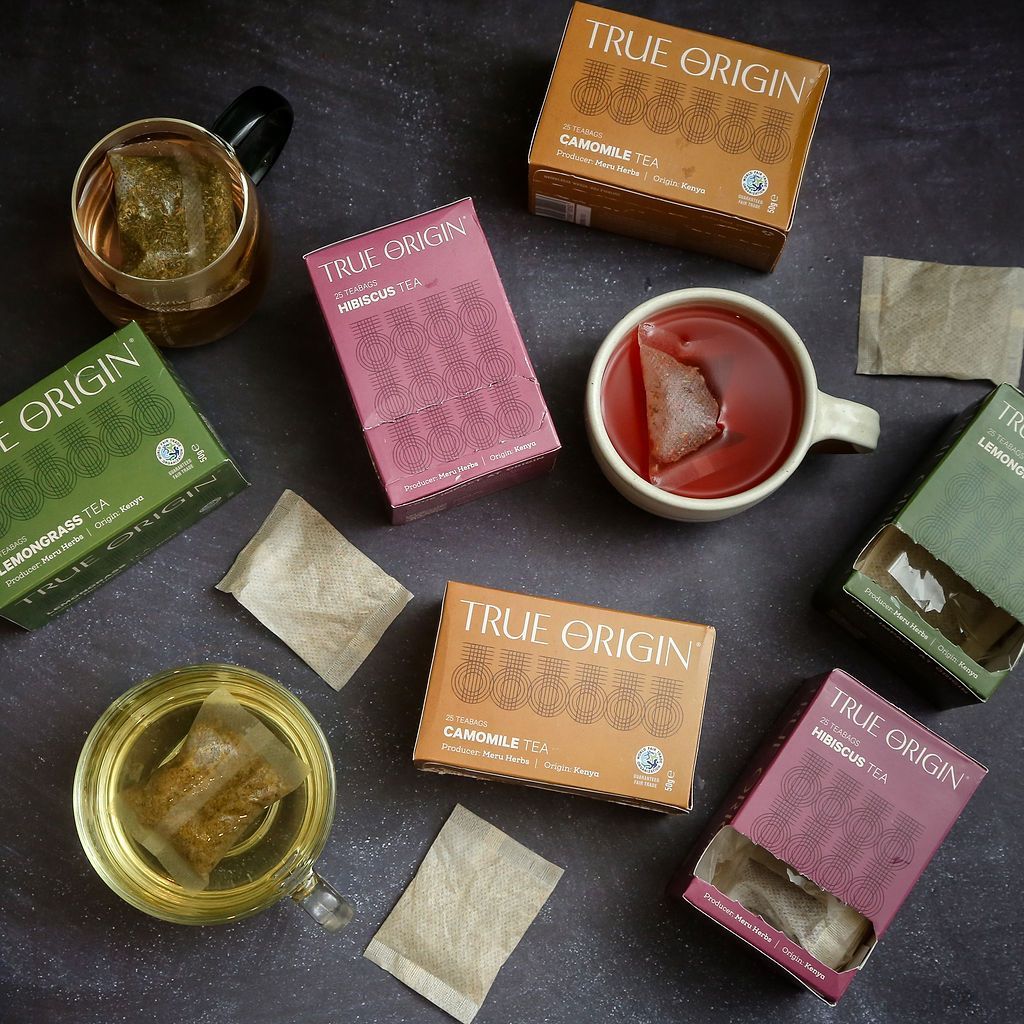 fair trade camomile, hibiscus and lemongrass herbal teas from Meru Herbs in Kenya