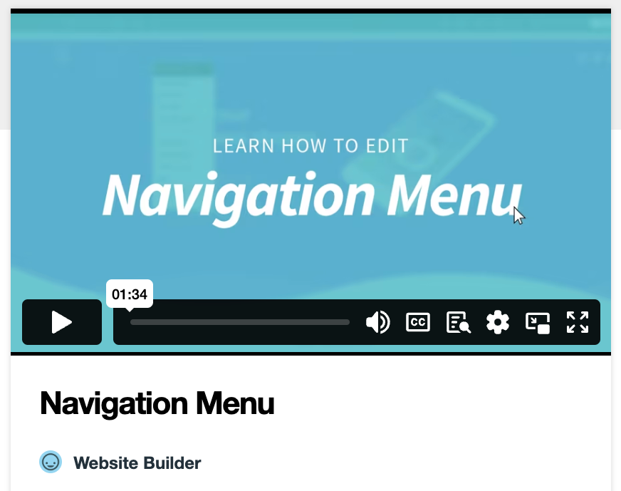 A video titled learn how to edit navigation menu