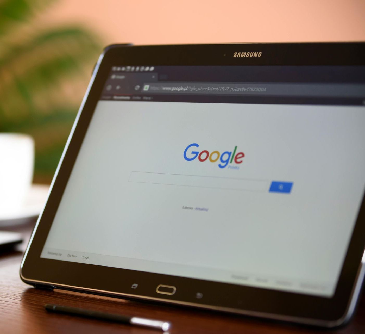 A tablet is open to a google search page