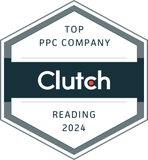 It is a badge that says top ppc company clutch reading 2024 ''.