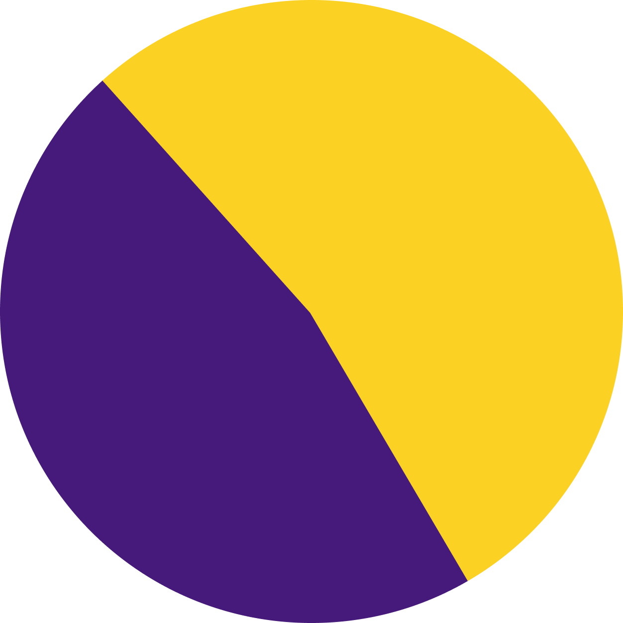 A yellow and purple circle on a white background