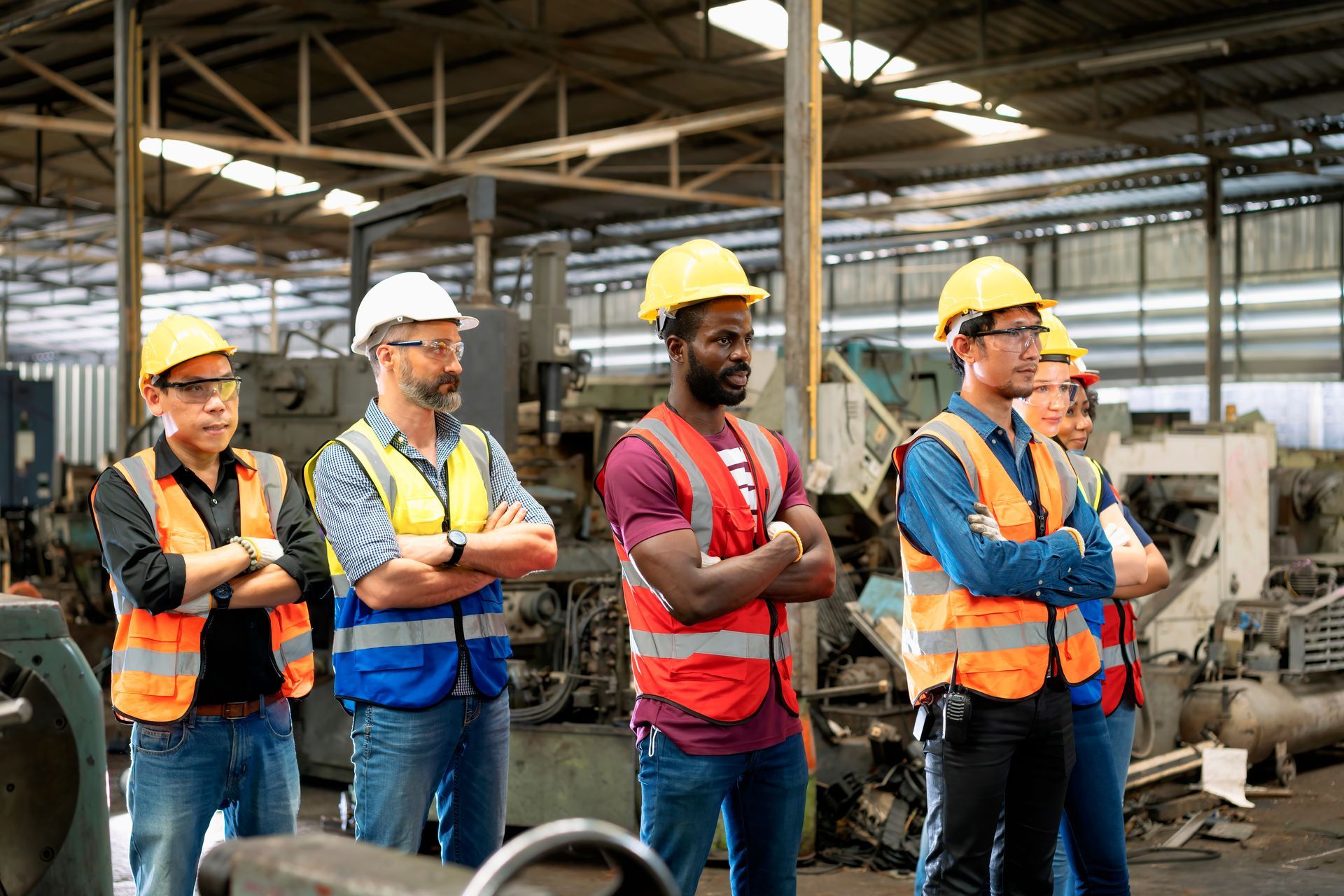 Standing in the factory