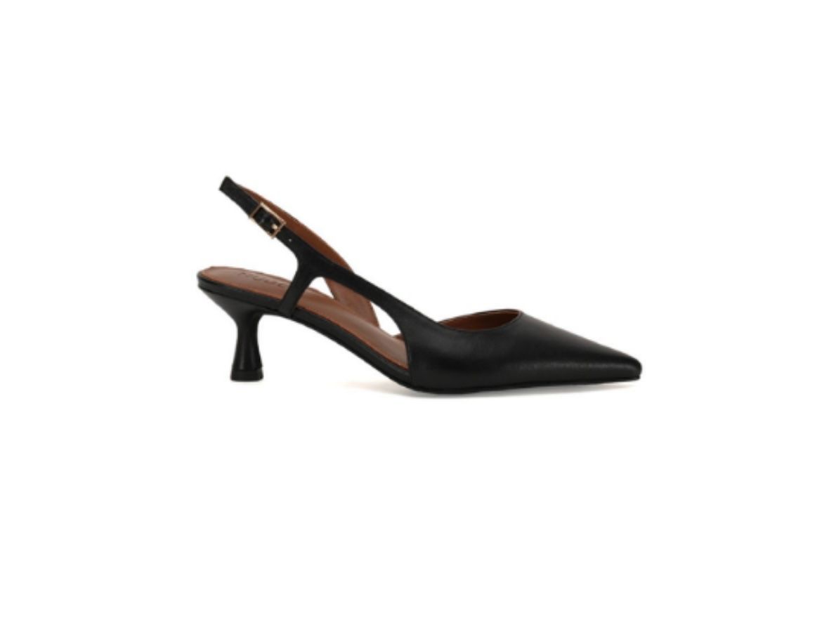 A Pair of Black Slingback Shoes on a White Background — Onyx Poppy Boutique in Buderim, QLD