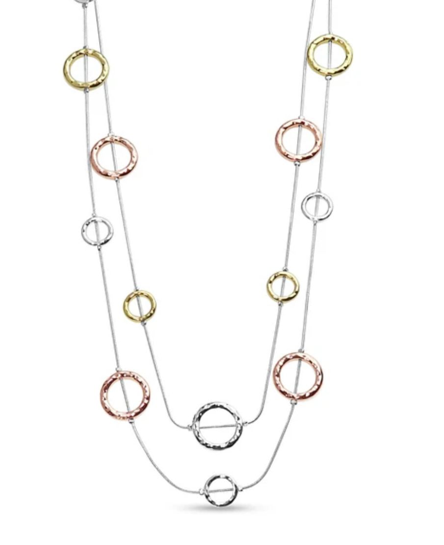 A Necklace With Circles on a Chain on a White Background — Onyx Poppy Boutique in Buderim, QLD