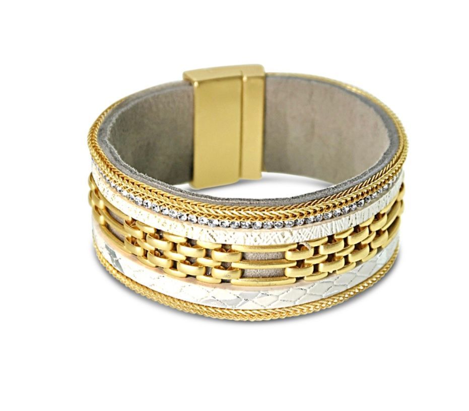 A White and Gold Bracelet With a Gold Clasp — Onyx Poppy Boutique in Buderim, QLD