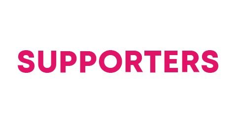 Pink text reads "SUPPORTERS" on a white background.