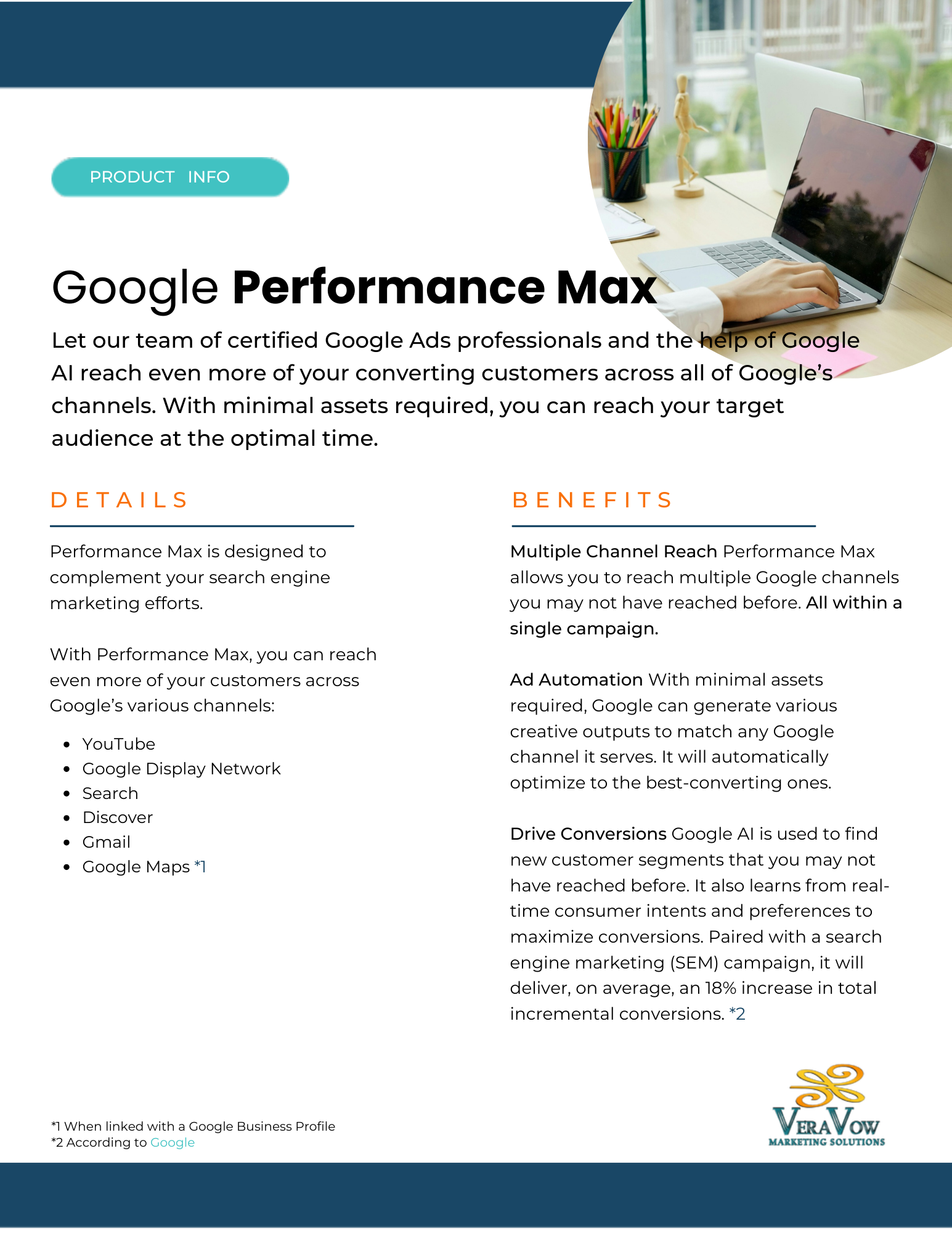 Google Performance Max marketing service brochure. Features details and benefits.