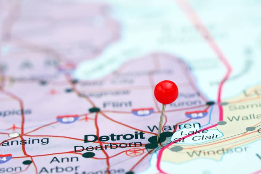 detroit on a map