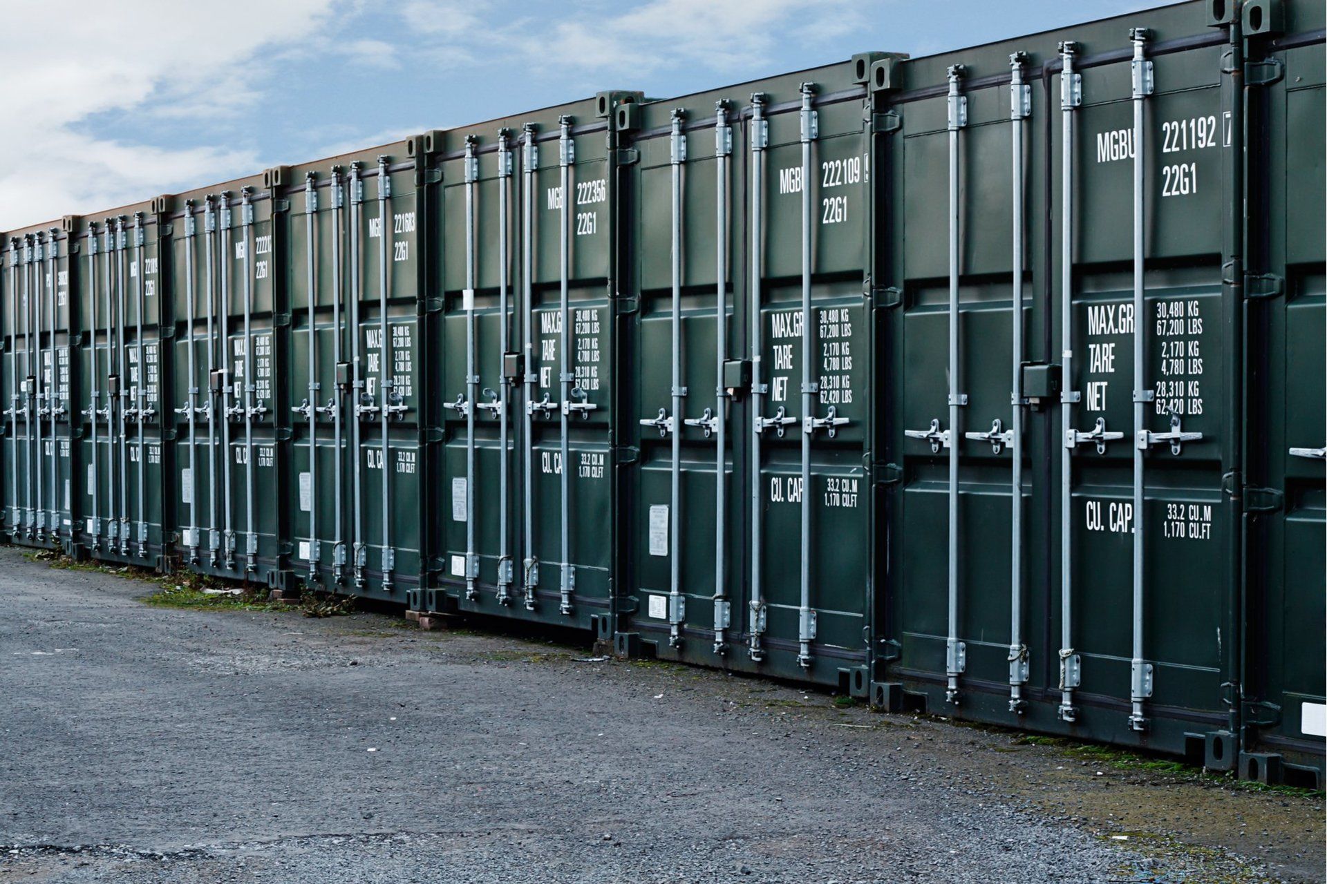 Row of storage containers