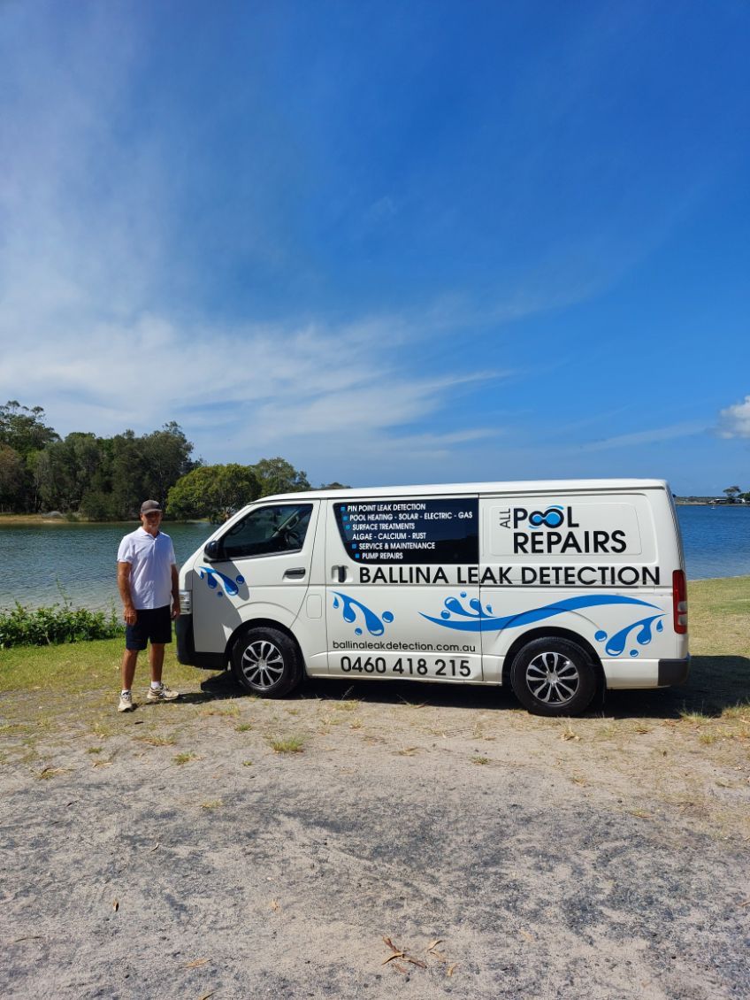 Paul Standing Beside The Service Vehicle — Leak Detection & Swimming Pool Repairs in Ballina, NSW
