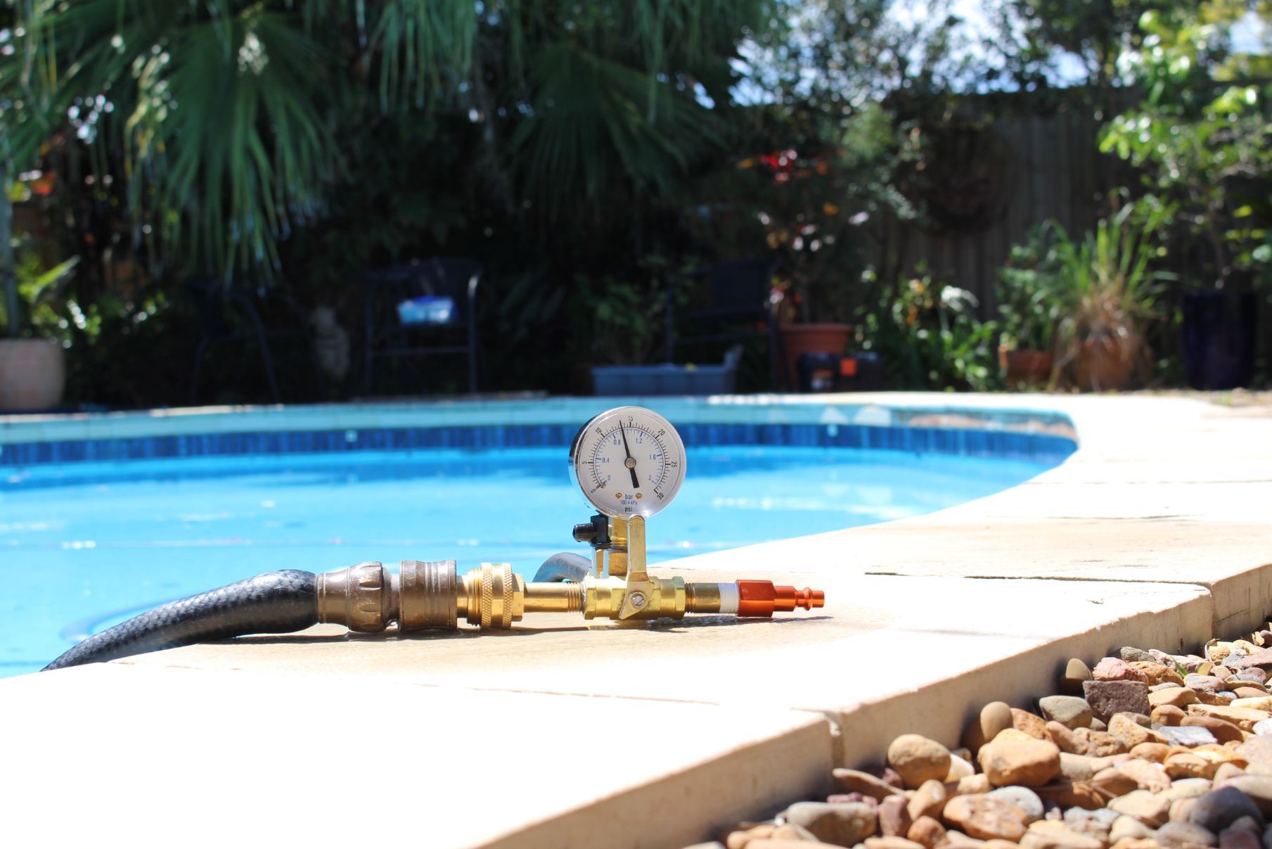 Pool Water Pressure Gauge Near The Pool — Leak Detection & Swimming Pool Repairs in Ballina, NSW