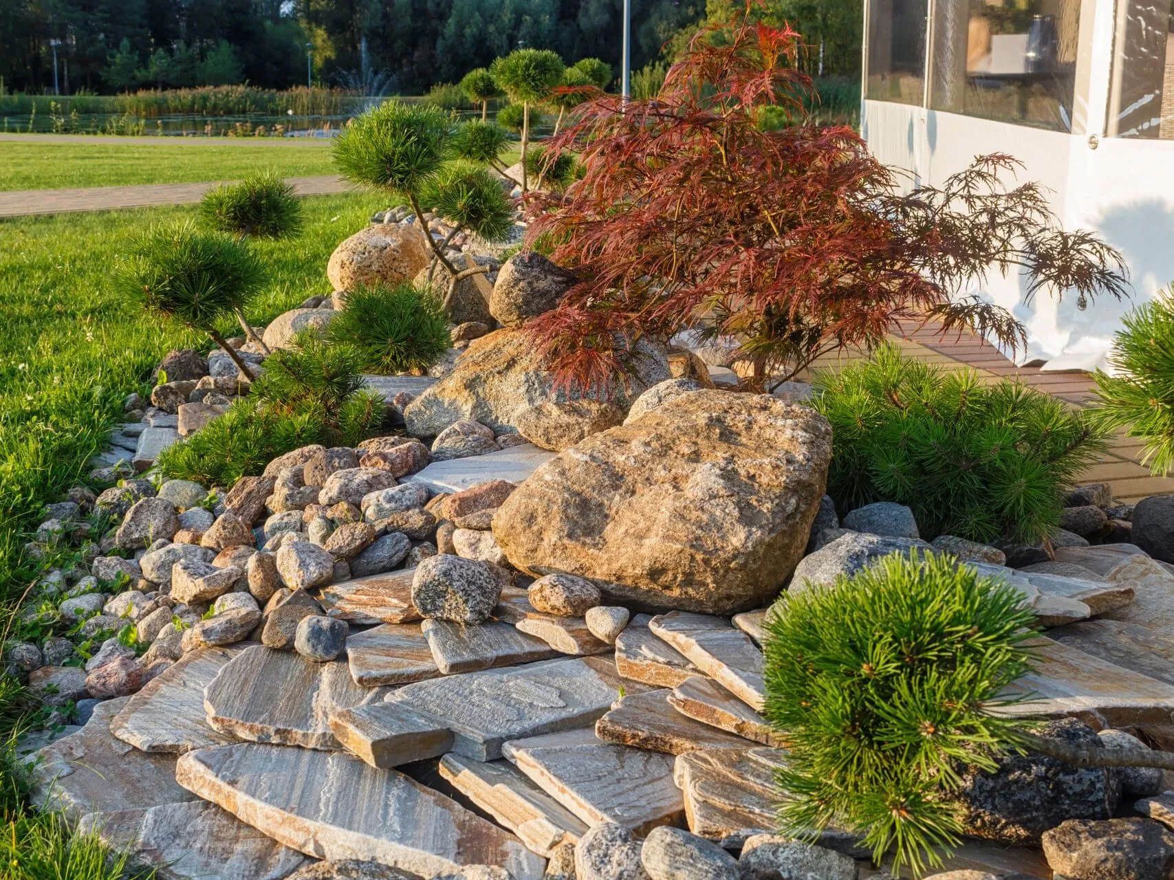 Timber & Stone Features on Structural Landscaping Projects in Brisbane, Ipswich, Gold Coast, Toowoomba