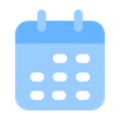 A blue calendar with white dots on it on a white background.