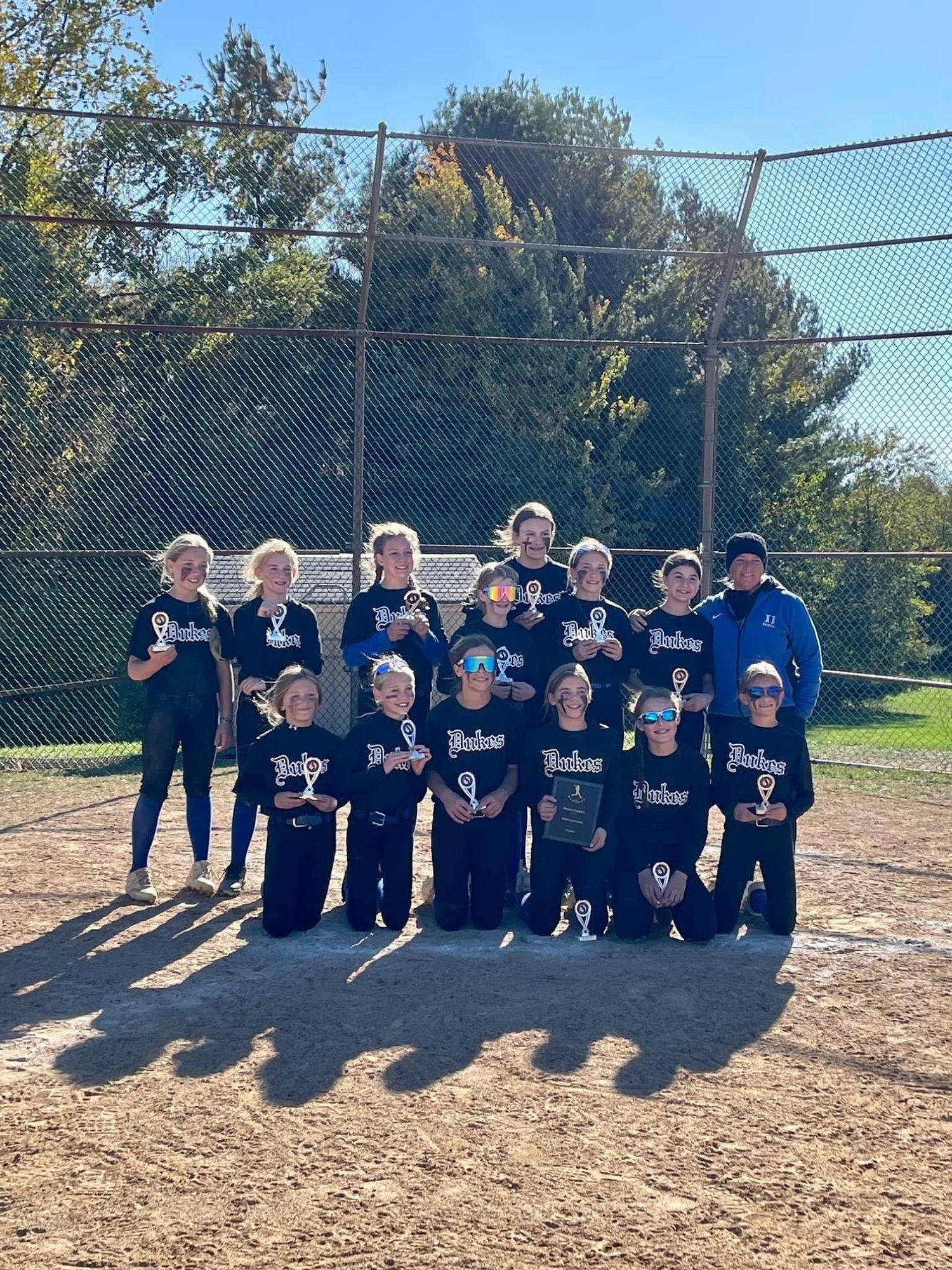 Lady Dukes Holding Trophies — Elkton, MD — Maryland Legends Baseball