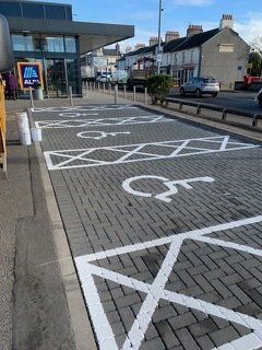 Painted lines on tarmac