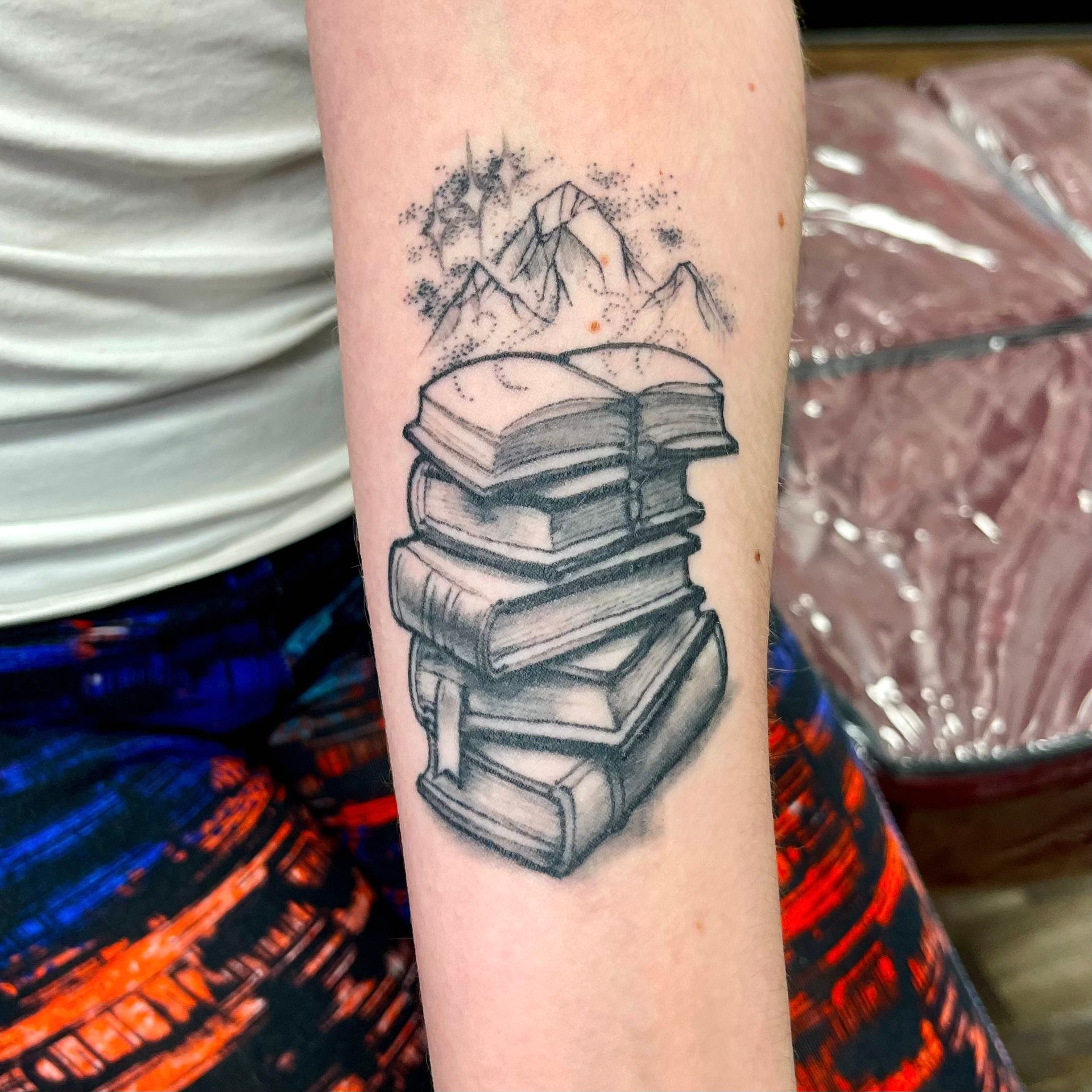 Stack of Books Tattoo