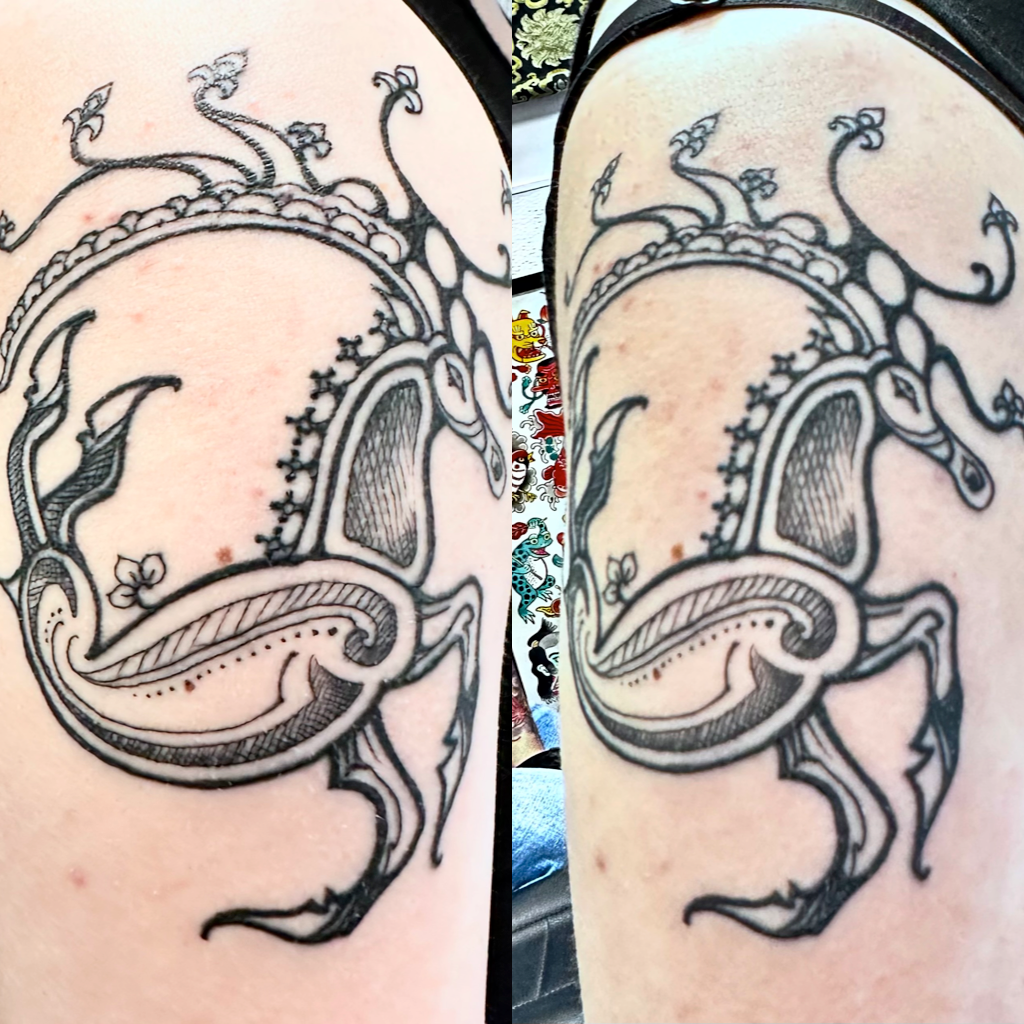 Cave painting with deer tattoo