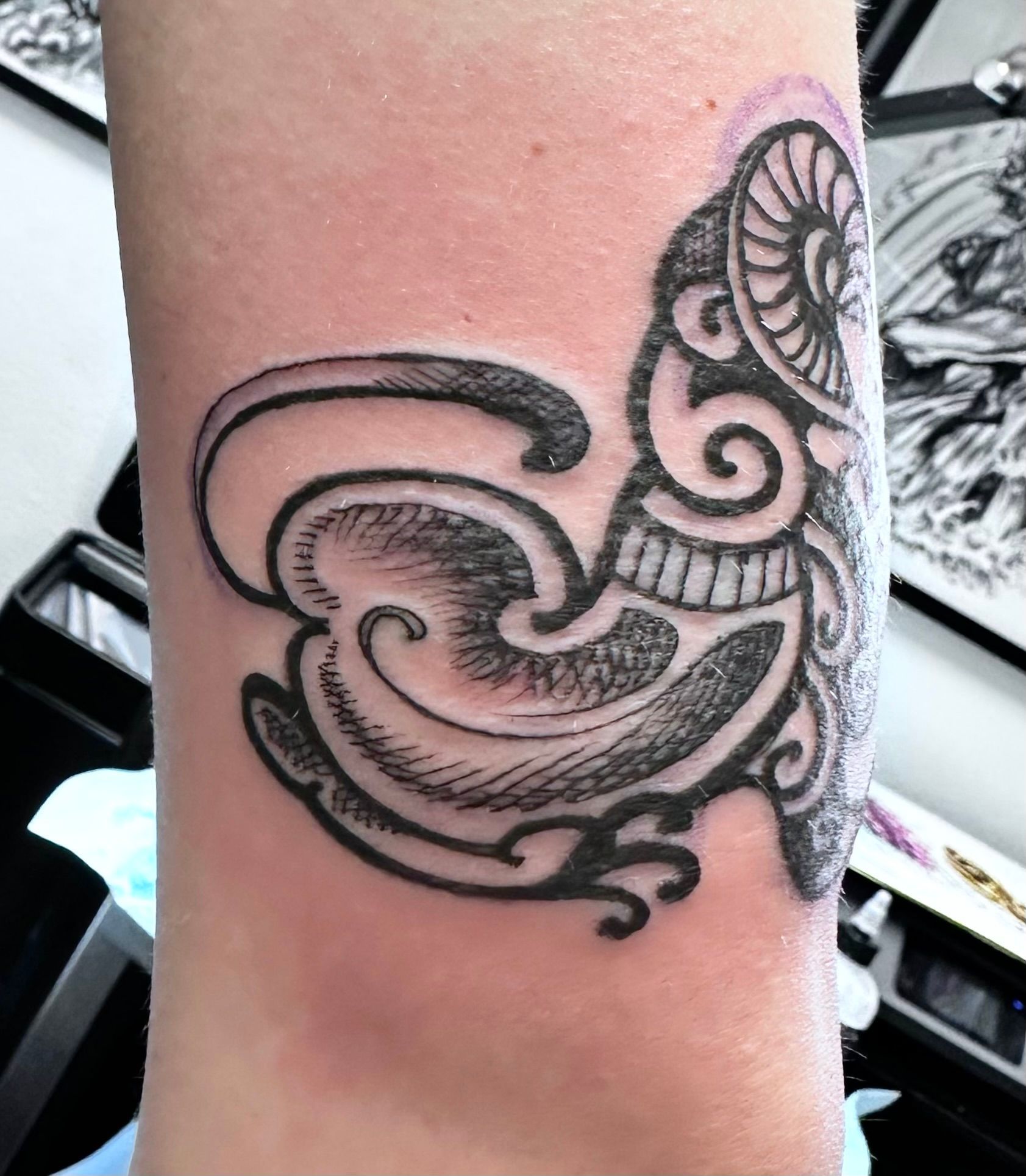 Cave painting with sphinx tattoo