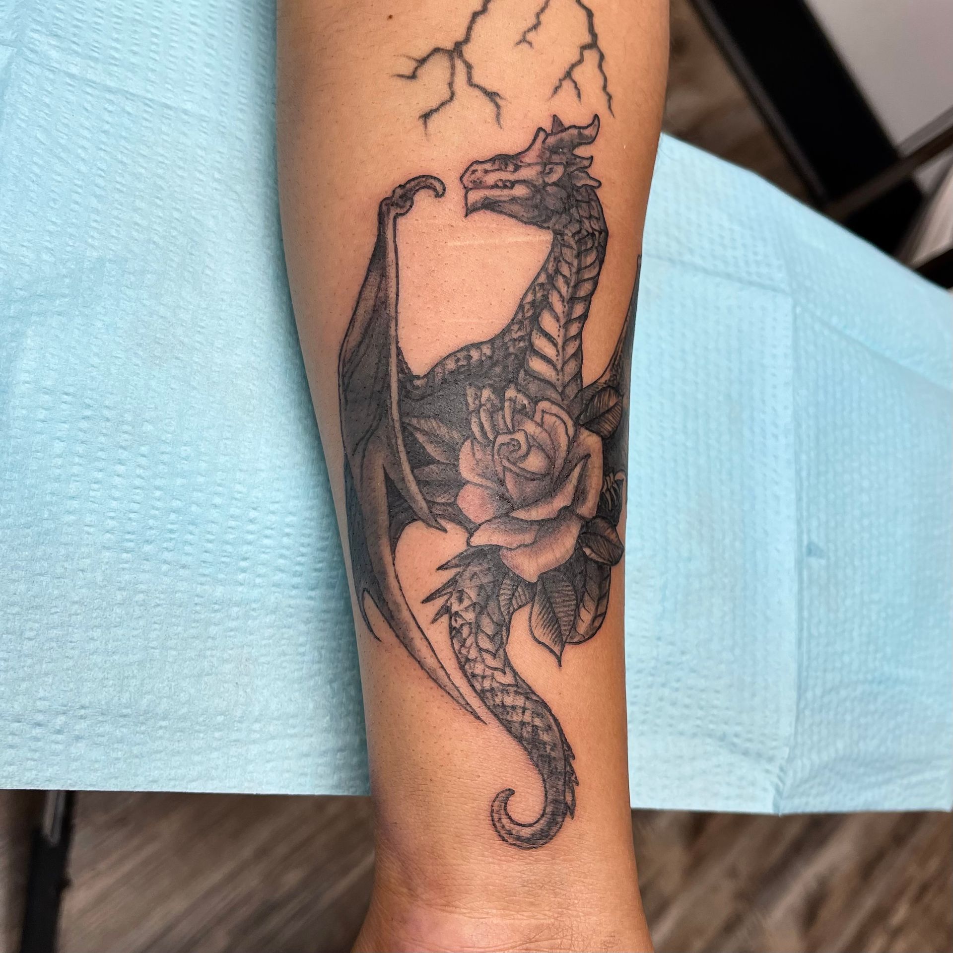 Dragon Fantasy Tattoo with Rose2