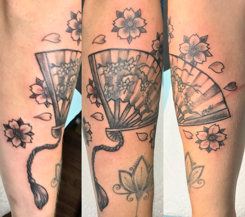 Blossoms and Fan Tattoo