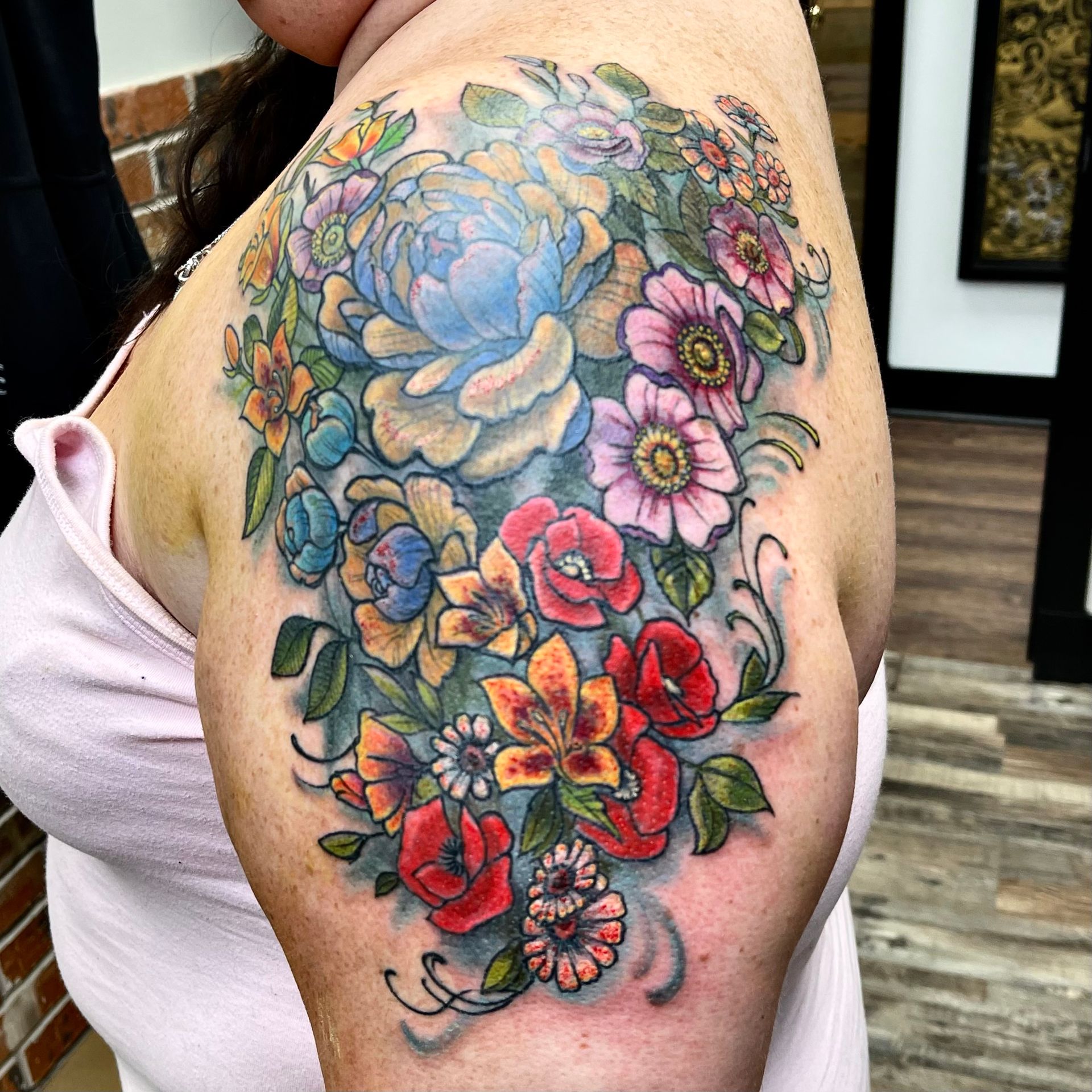 Large Custom Flower Tattoo