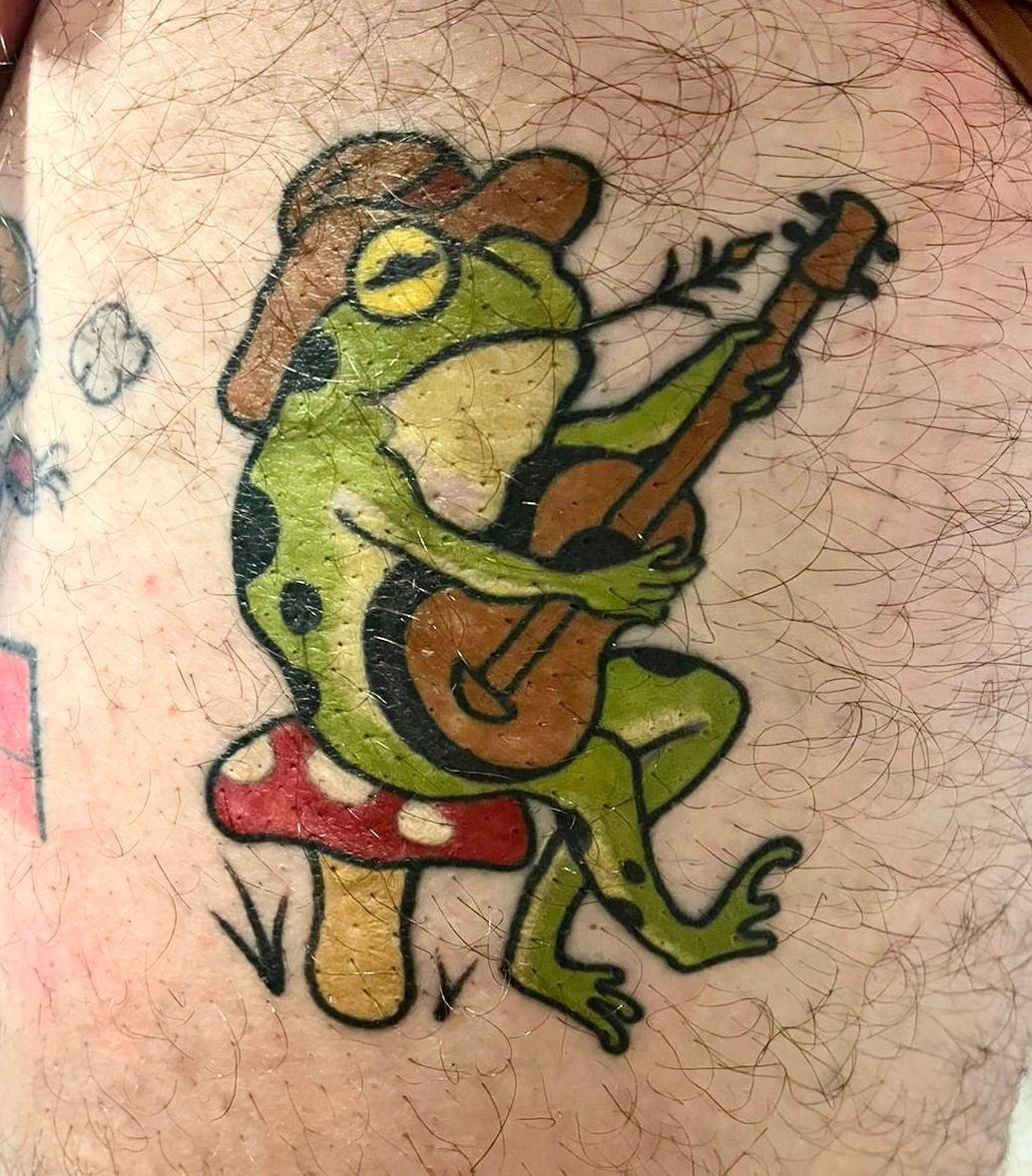 Frog Playing Guitar Tattoo