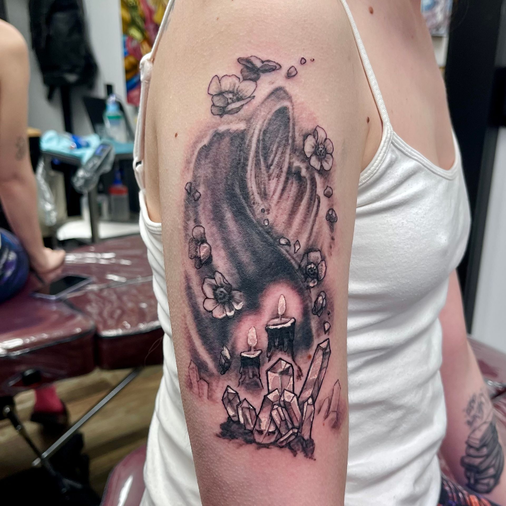 Ghost and candles tattoo