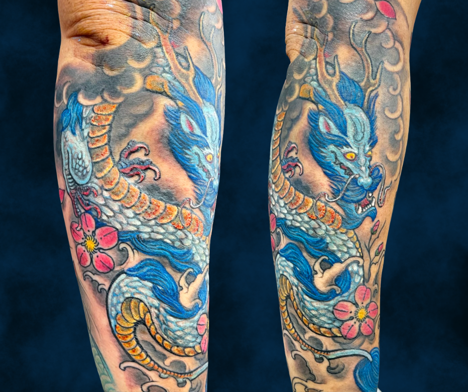 Blue Chinese lung dragon