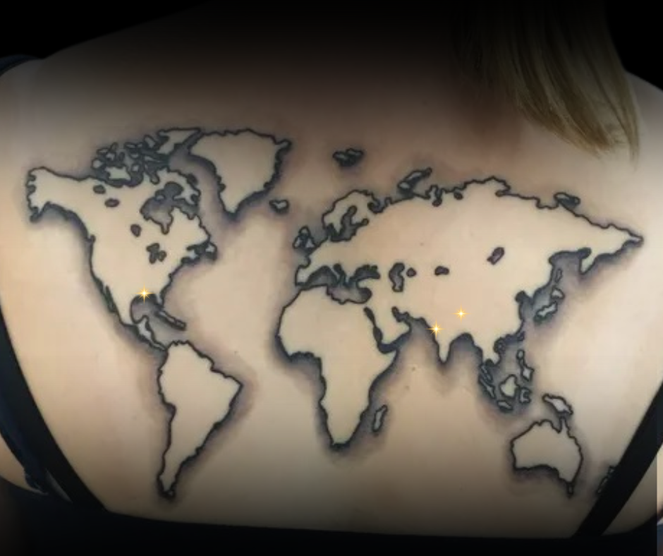 picture of world map tattoo
