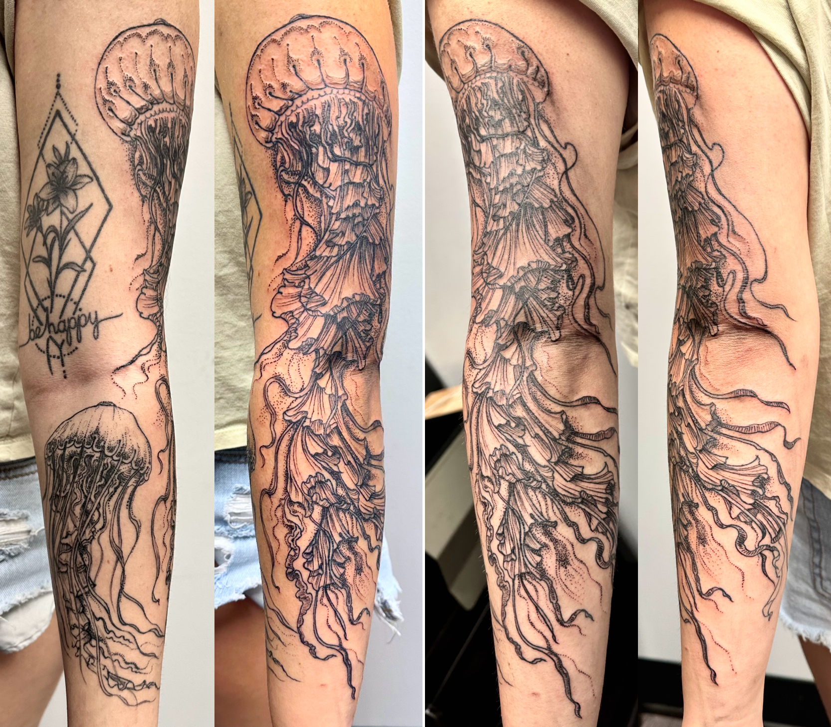 Jellyfish full arm tattoo
