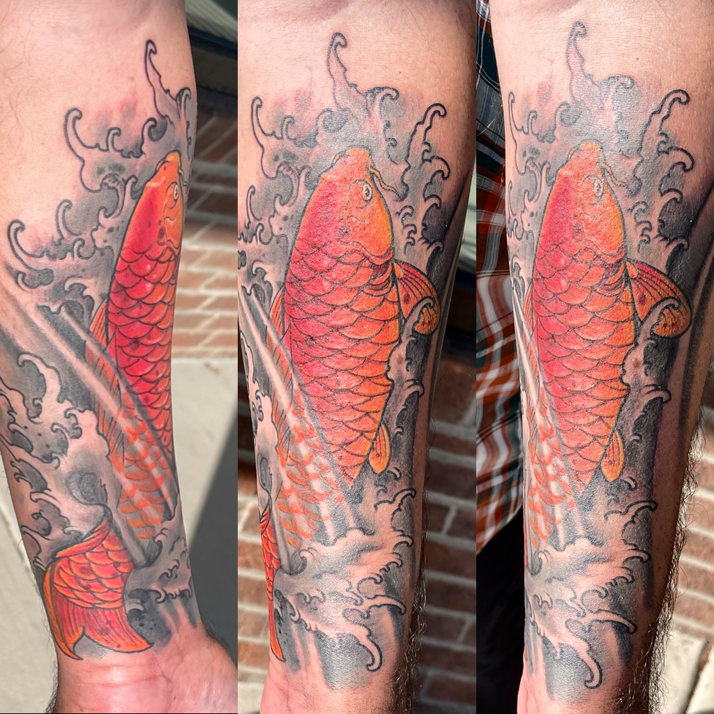 Colorful koi tattoo
