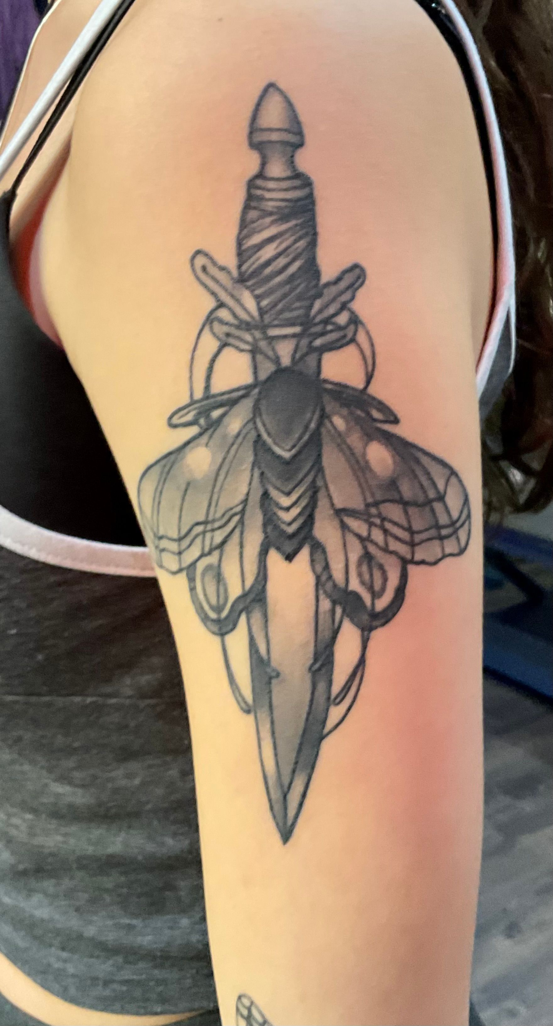 Moth and Dagger Tattoo