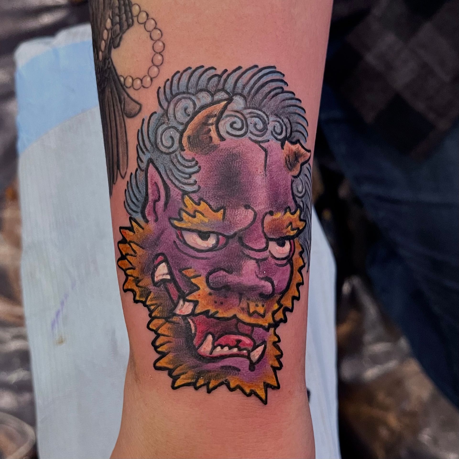 Japanese Oni mask tattoo