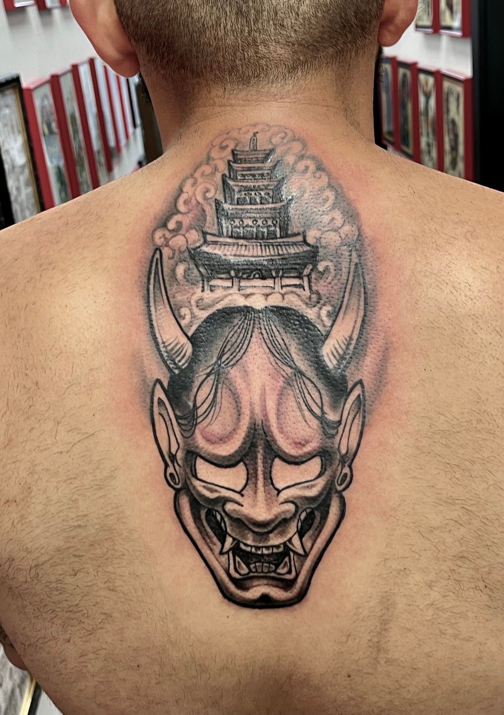 Oni with temple tattoo