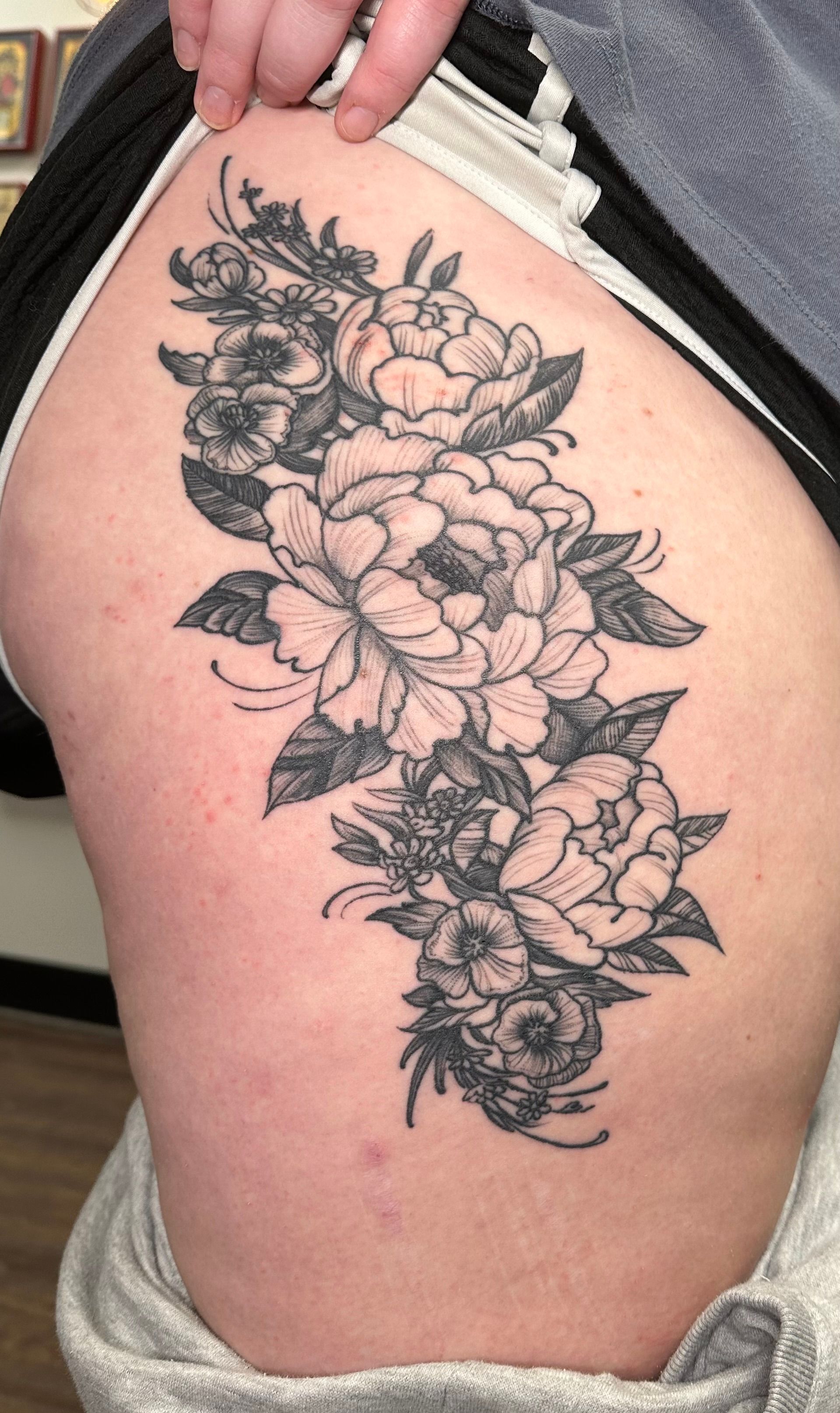 Peonies tattoo