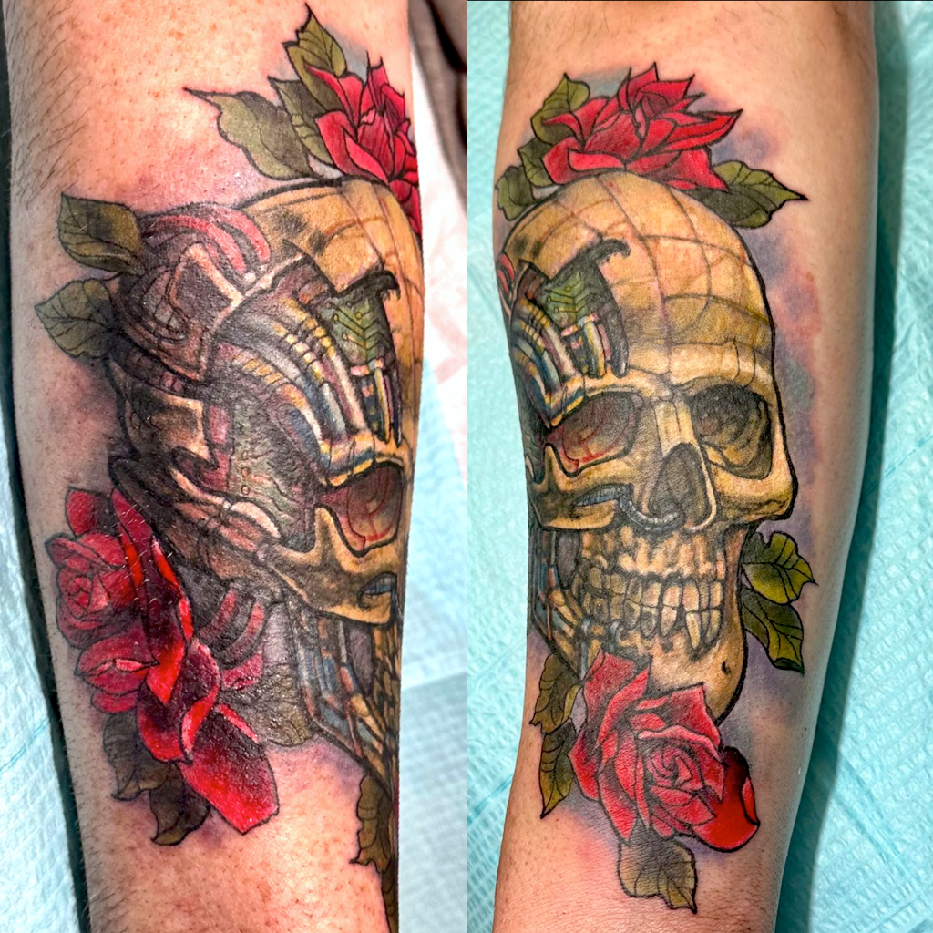 Skull with Cyber tattoo