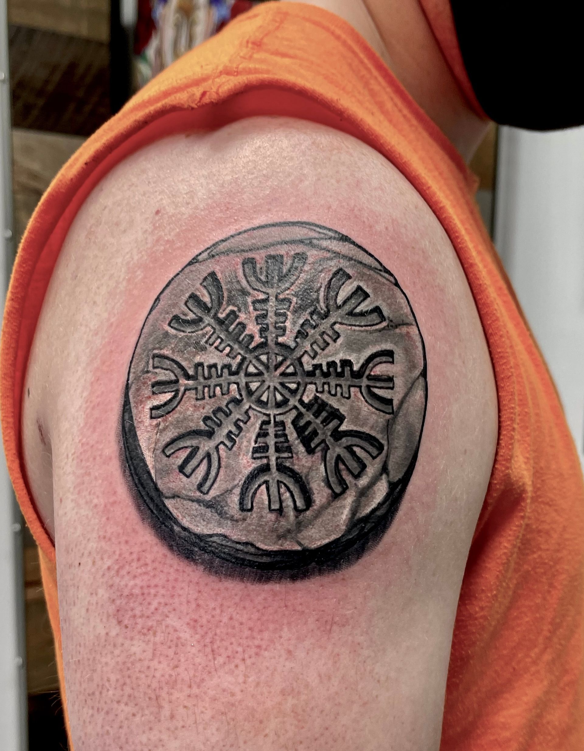 Stone Compass Tattoo