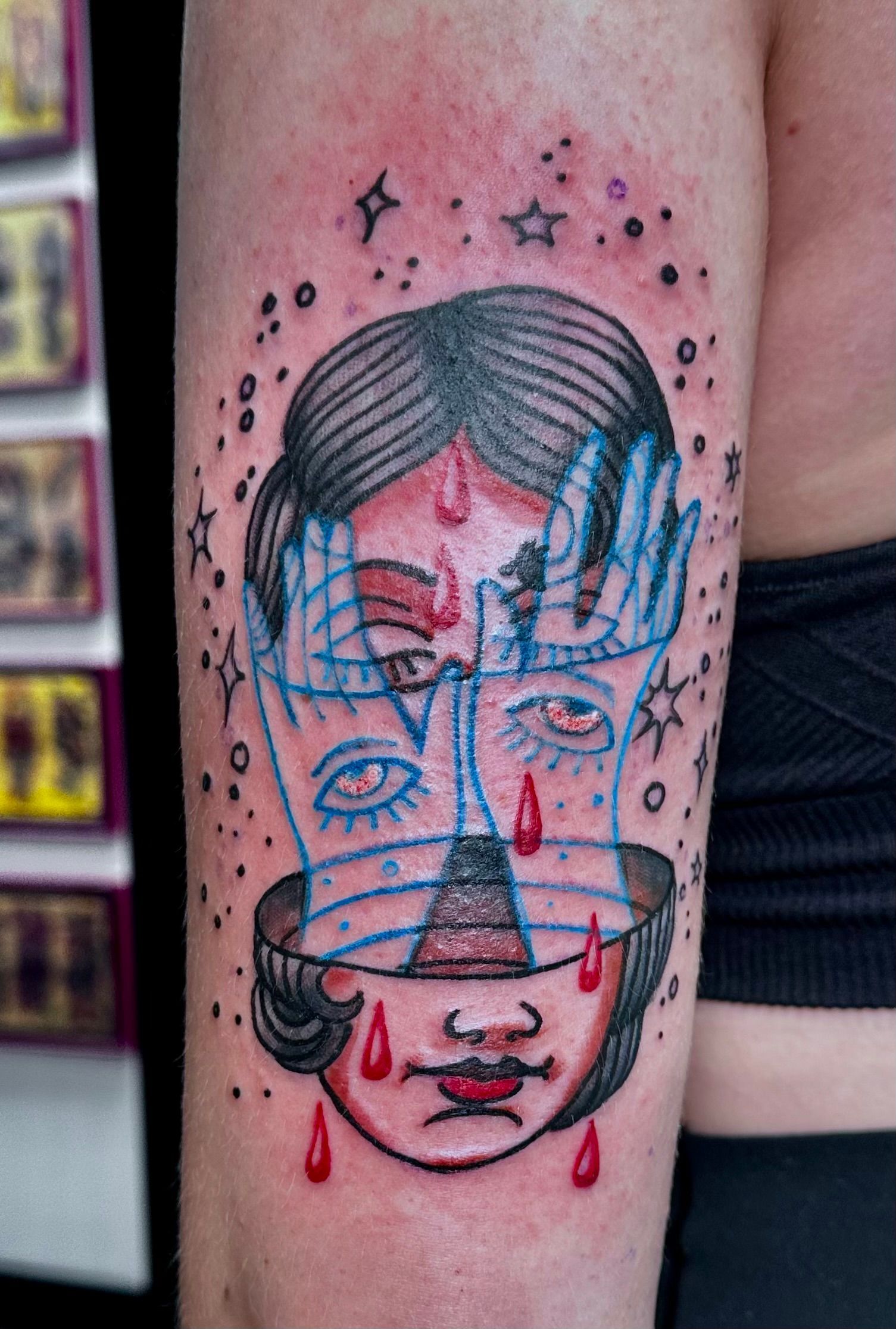 weird head and hands Tattoo