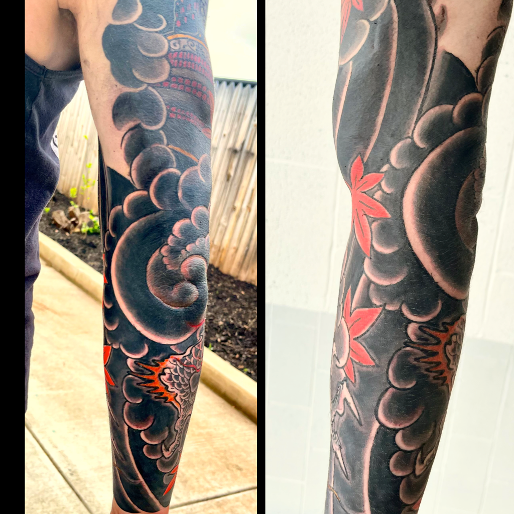 Japanese cloud and wind tattoo