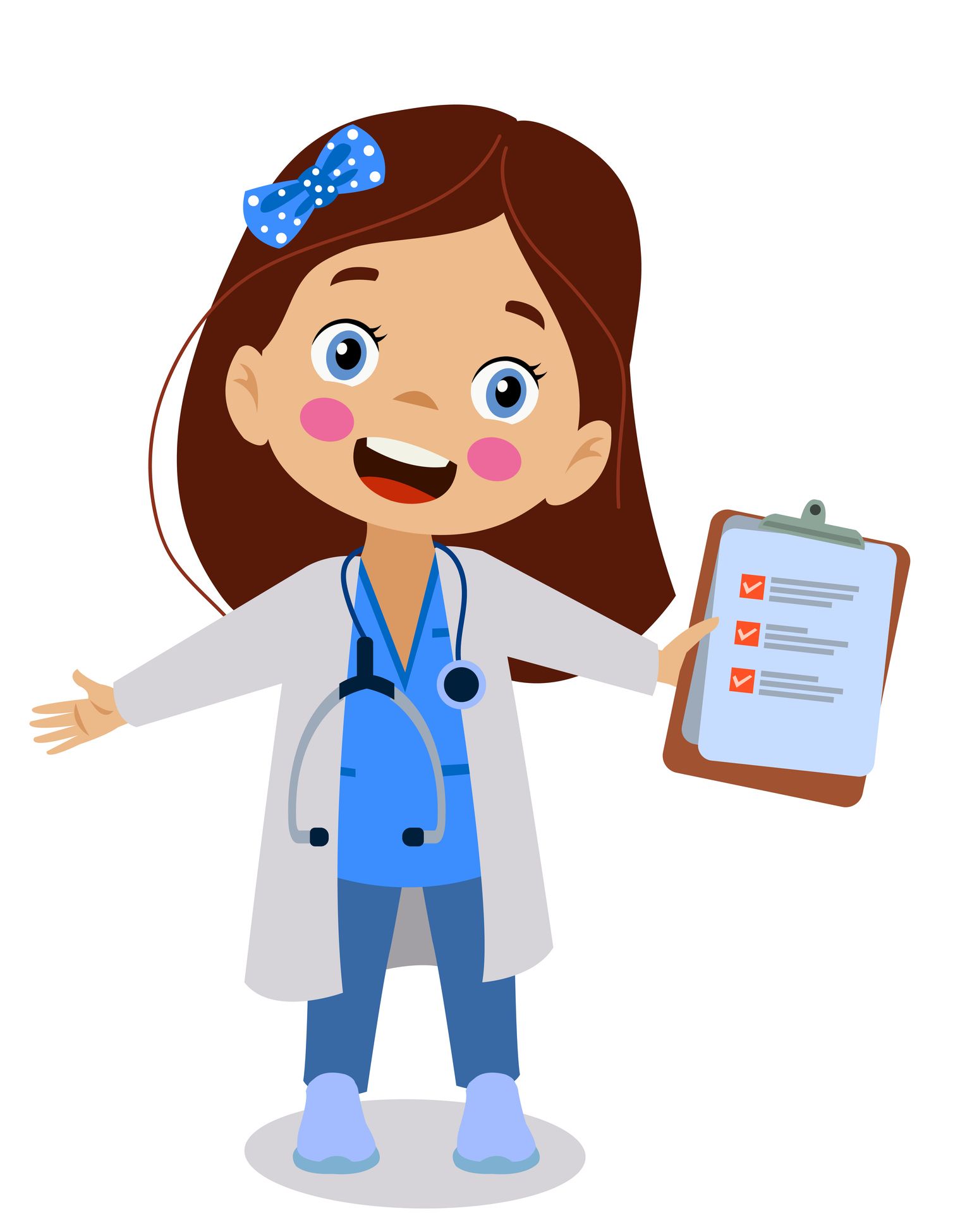 Illustration of friendly pediatrician with a medical chart in hand