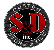 A logo for s & d custom stone and tile
