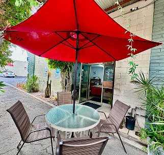shaded outdoor seating | Craig Johnson Automotive