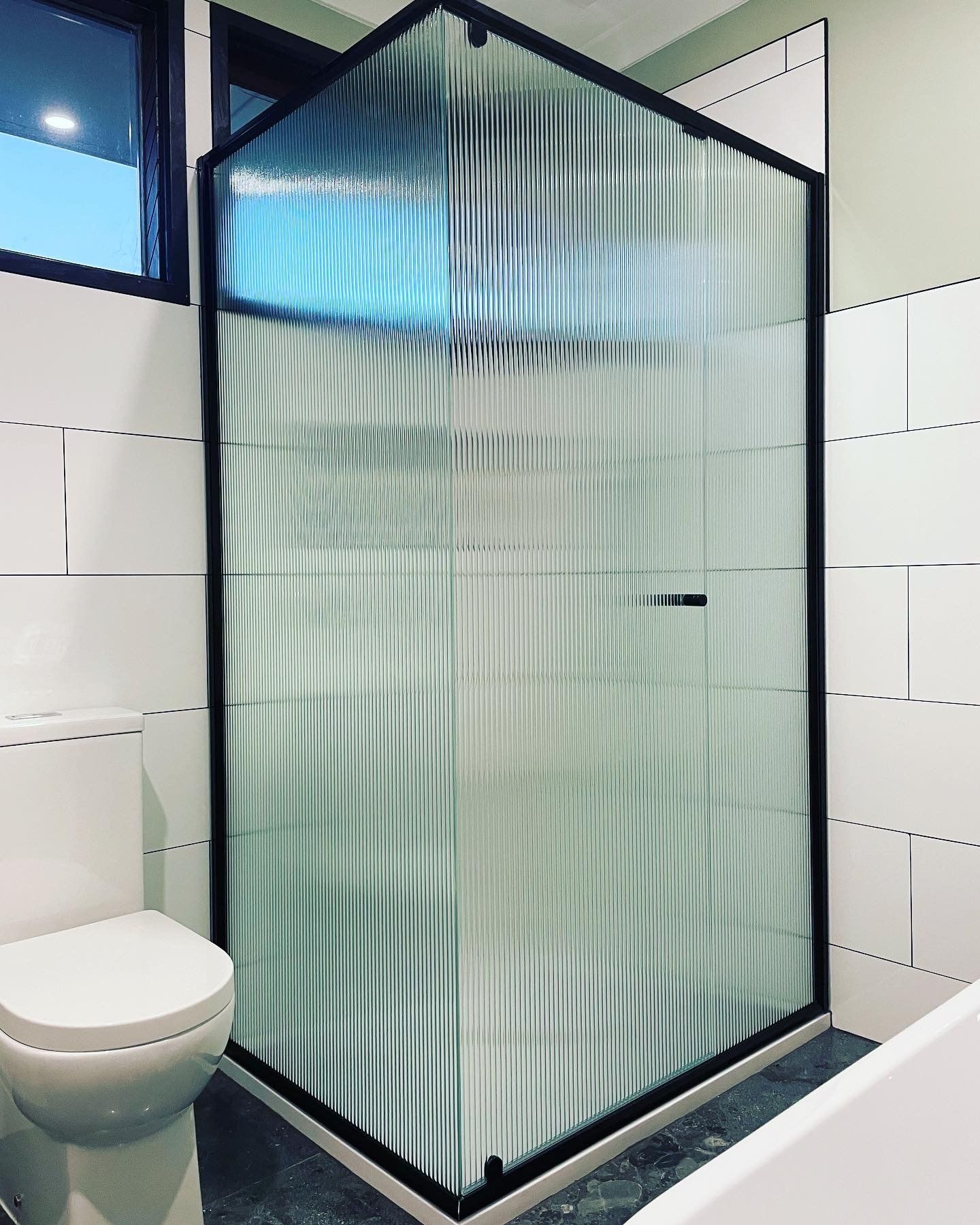 Evolution Semi Matt Black Reeded- fluted glass