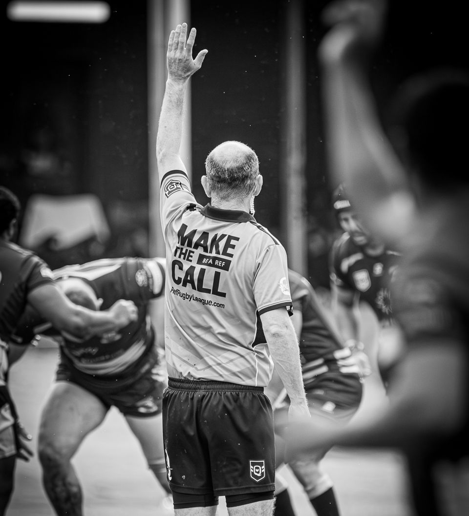 Referee With Arm Raised, Signaling A Call During A Rugby Match — Amanda Jade Photography In Gordonvale, QLD