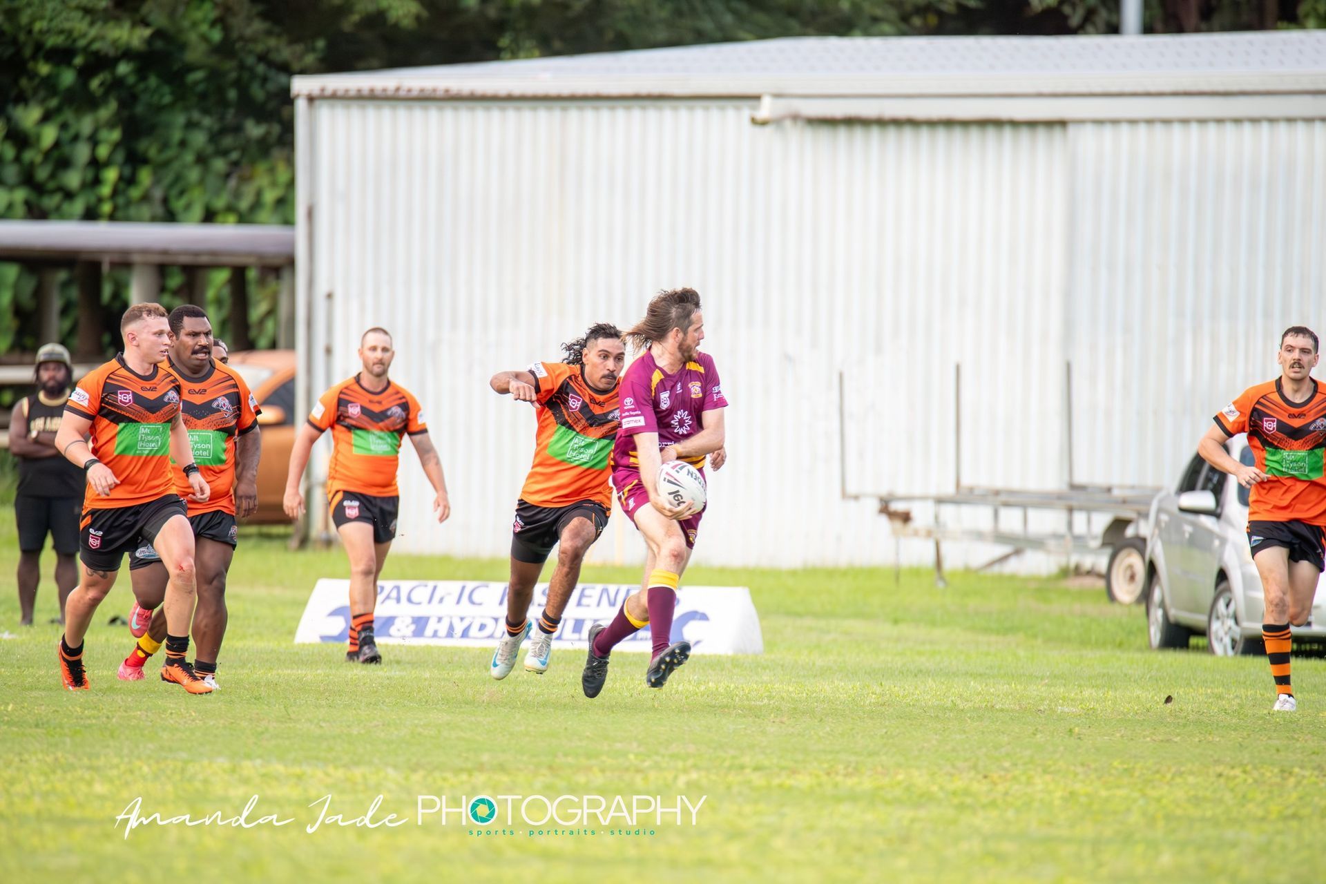 Rugby Game. A Player With The Ball Runs Towards The Goal — Amanda Jade Photography In Gordonvale, QLD