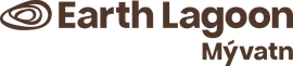 Logo for Earth Lagoon in dark brown text, with the location 