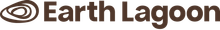 Logo for Earth Lagoon in dark brown text, with the location 